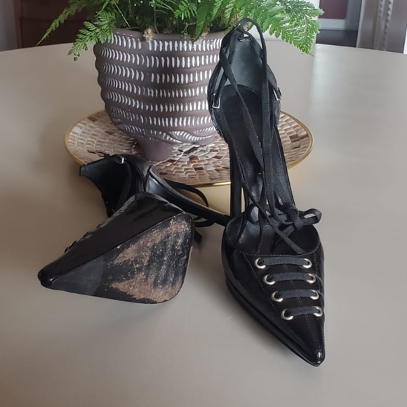 CASADEI -size 10-lase up high/heels shoes-black patent leather - Picture 3 of 3